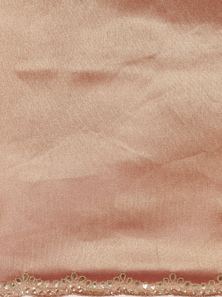 Pink Tissue Hand Embroidery Saree