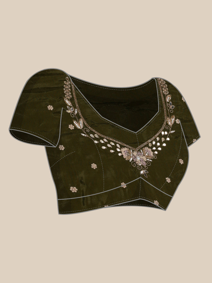 Pista Green Tissue Embroidery Saree