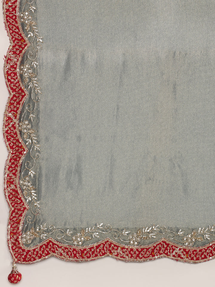 Sea Blue Tissue Embroidery Saree With Readymade Blouse