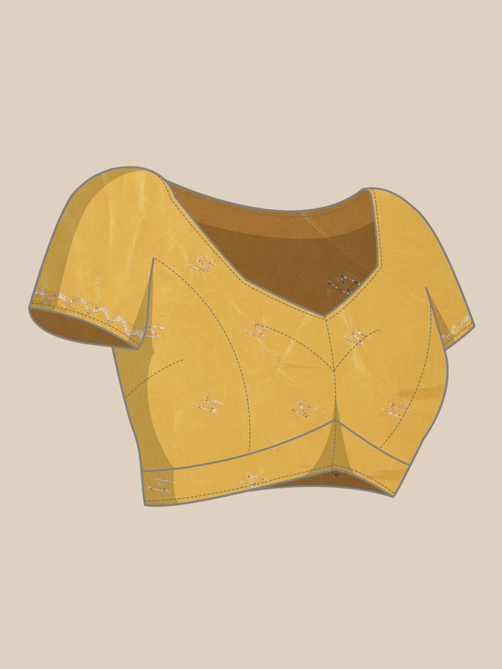 Yellow Crepe Embroidery Saree
