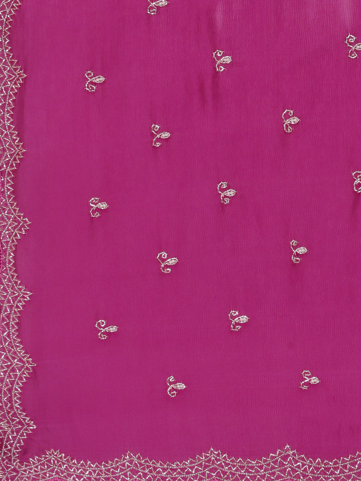 Purple Crepe Hand Embroidery Saree