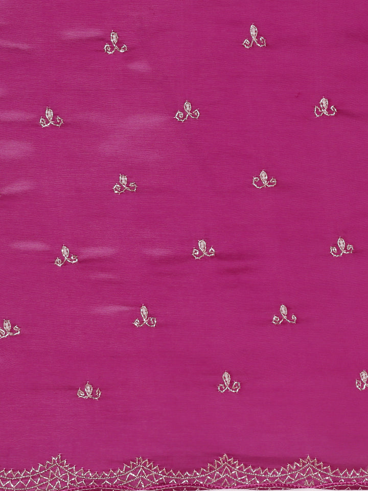 Purple Crepe Hand Embroidery Saree