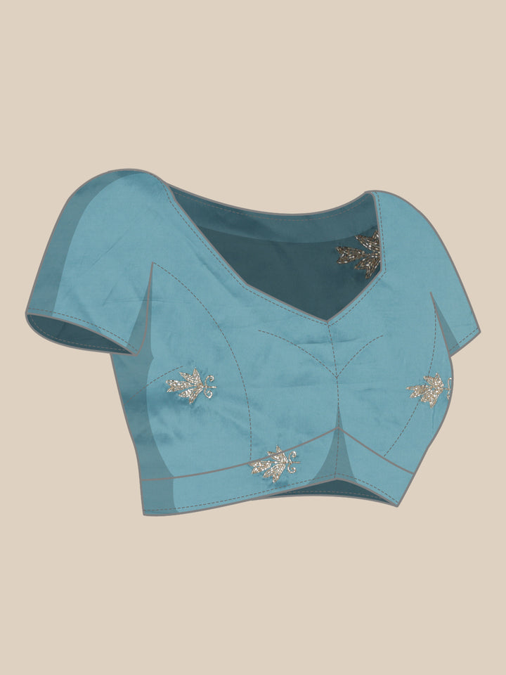 Peacock Crepe Hand Embroidery Saree