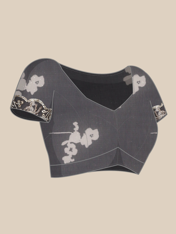 Black And White Crepe Weaved Saree