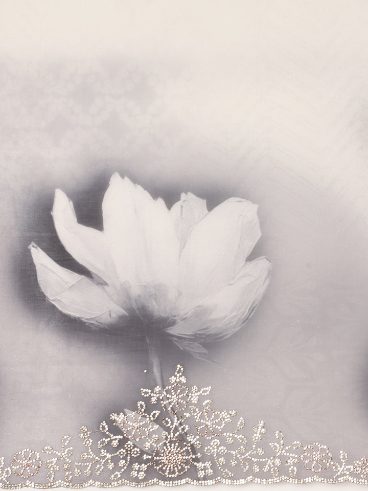 Black And White Crepe Weaved Saree