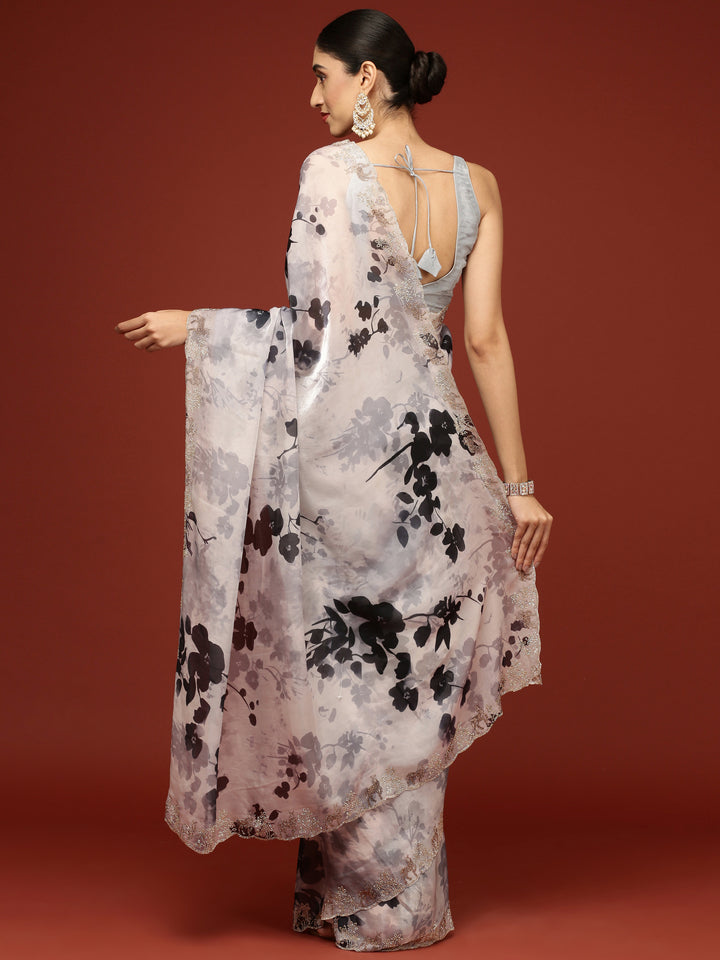 Black And White Crepe Weaved Saree