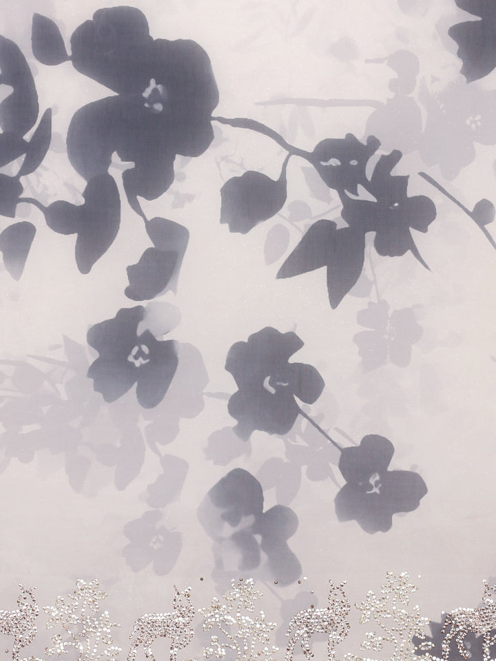 Black And White Crepe Weaved Saree