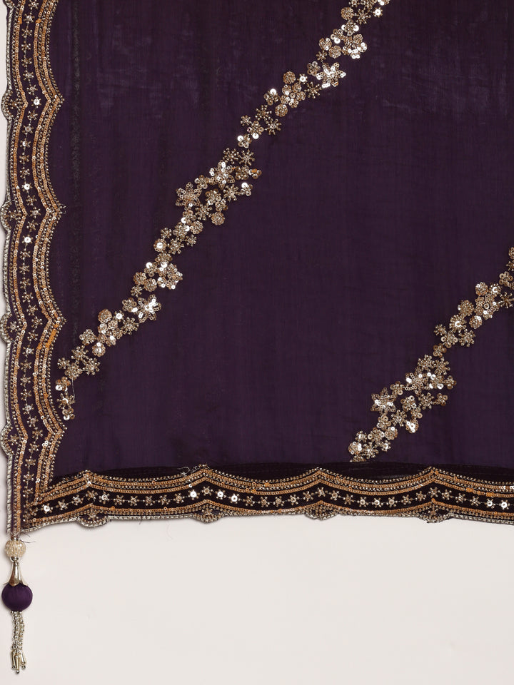 Purple Tissue Hand Embroidered Ghagra Set