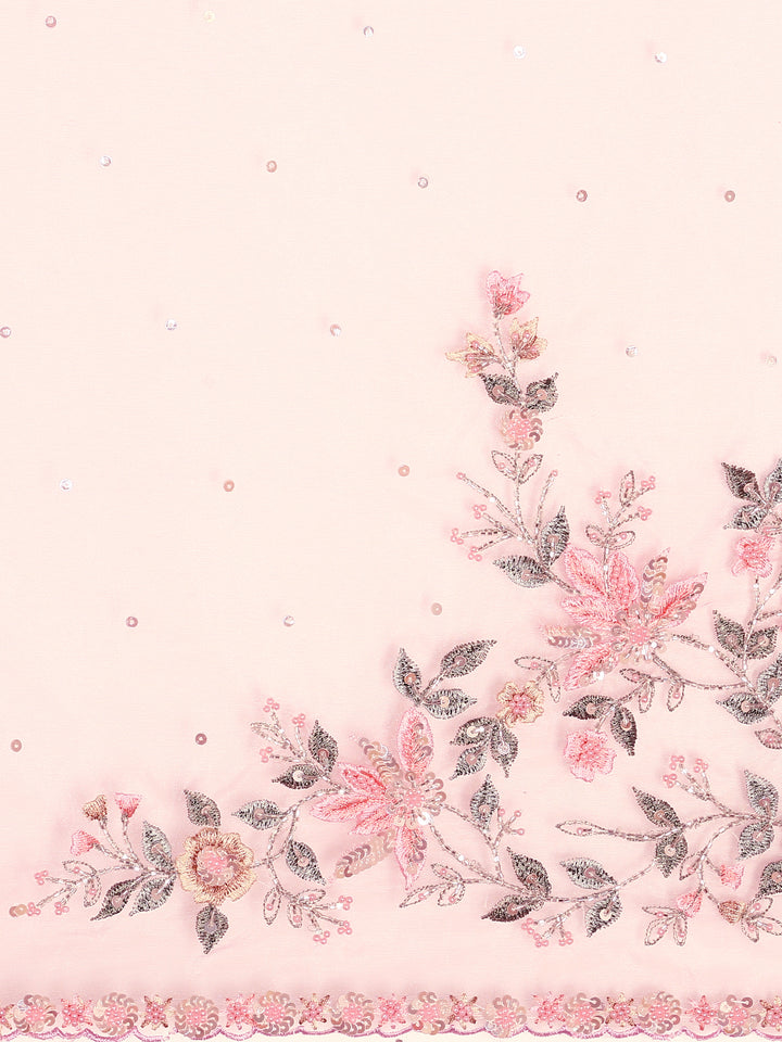 Purple Organza Saree With Hand Embroidery & Readymade Heavy Blouse Hand Embroidered