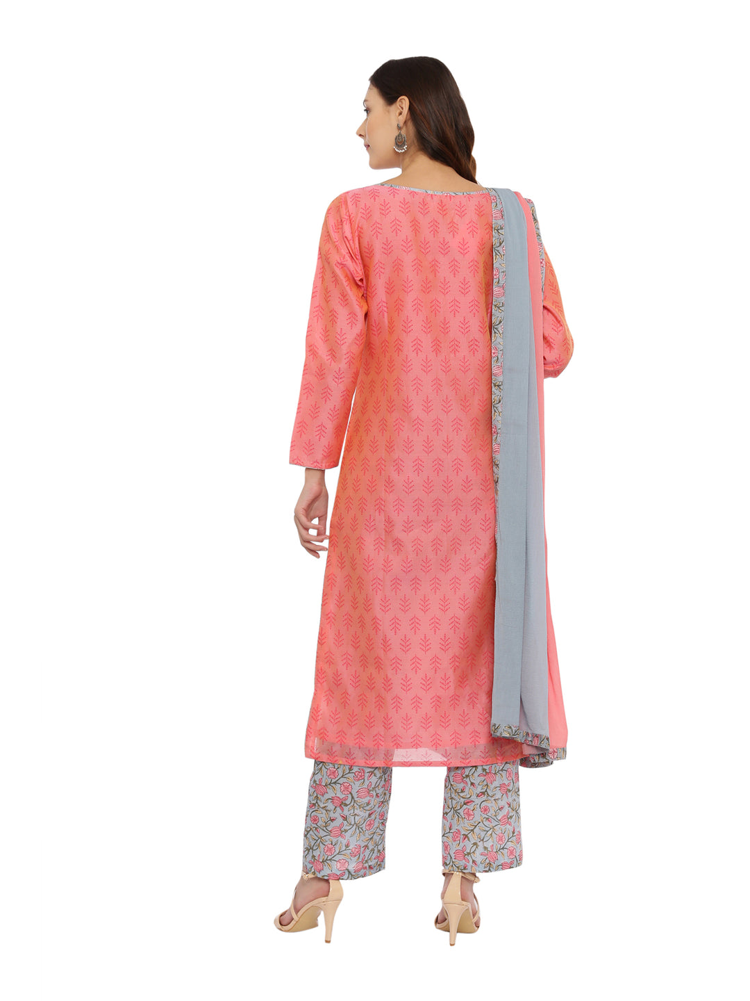 Neerus Women Peach-Coloured Woven Design Kurta with Salwar  Dupatta