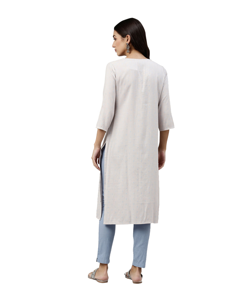 Neerus Grey embroidered floral kurta - detail view 1