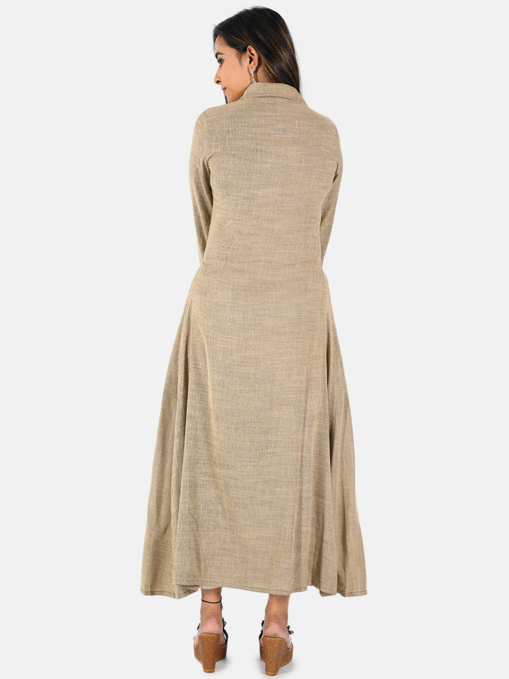 Neerus Beige rayon embroidered A-line kurti - side view