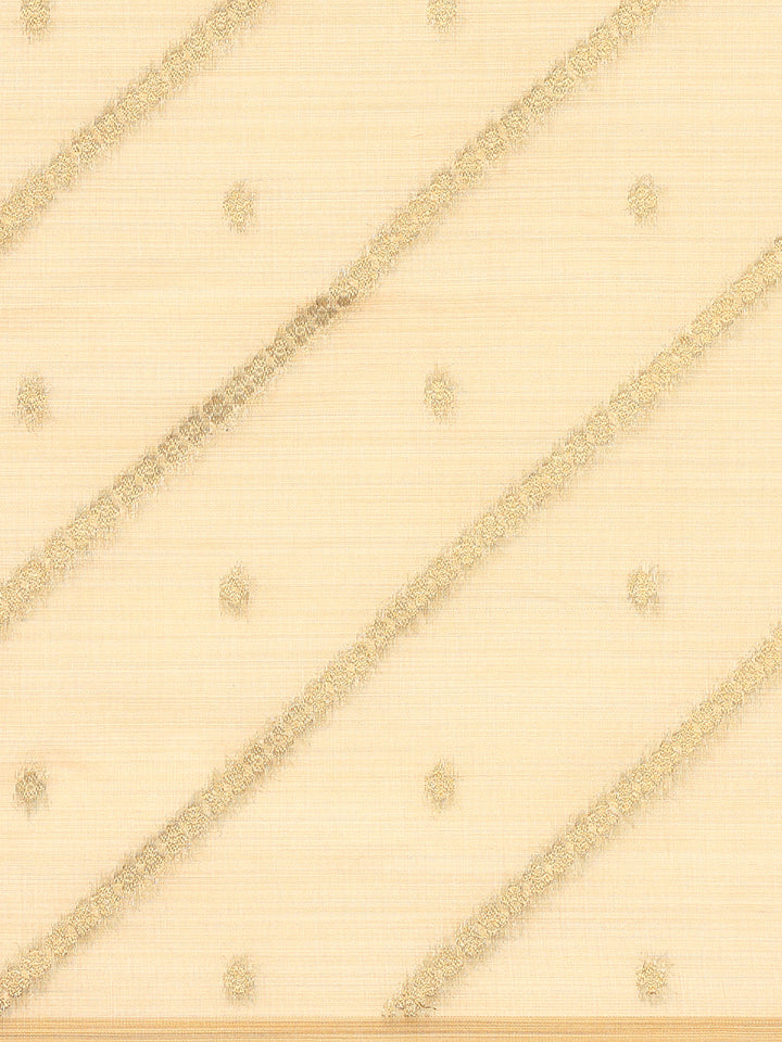 Cream Chanderi Silk With French Knot Contrast Thread Work And Sequence