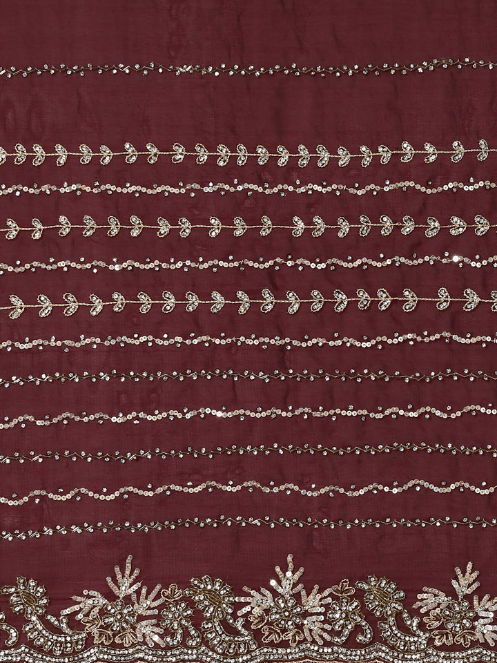 Maroon Swarovski & Cut Dana Hand Embroidered Saree
