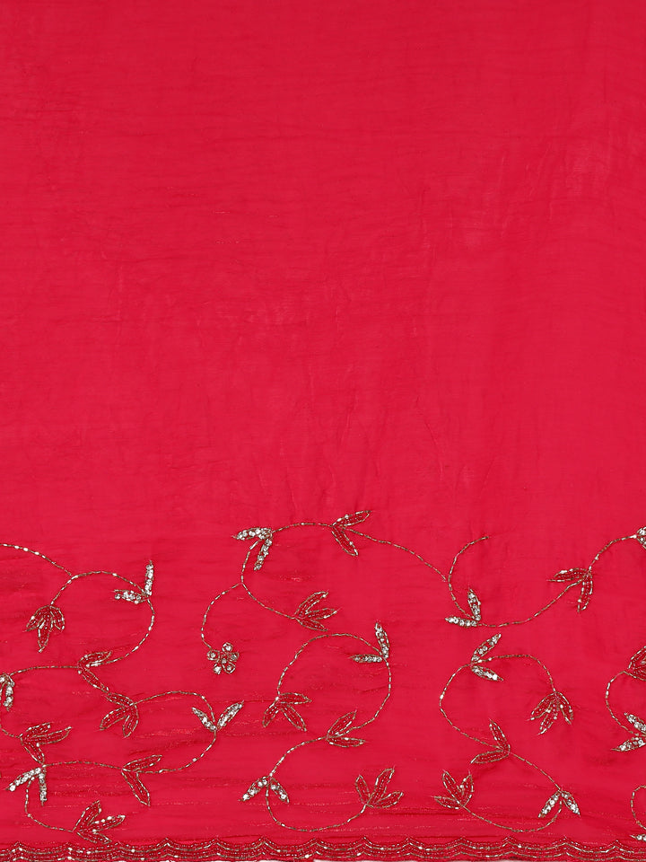 Rani pink Jimmy saree with cut dana & Swarovski hand embroidery