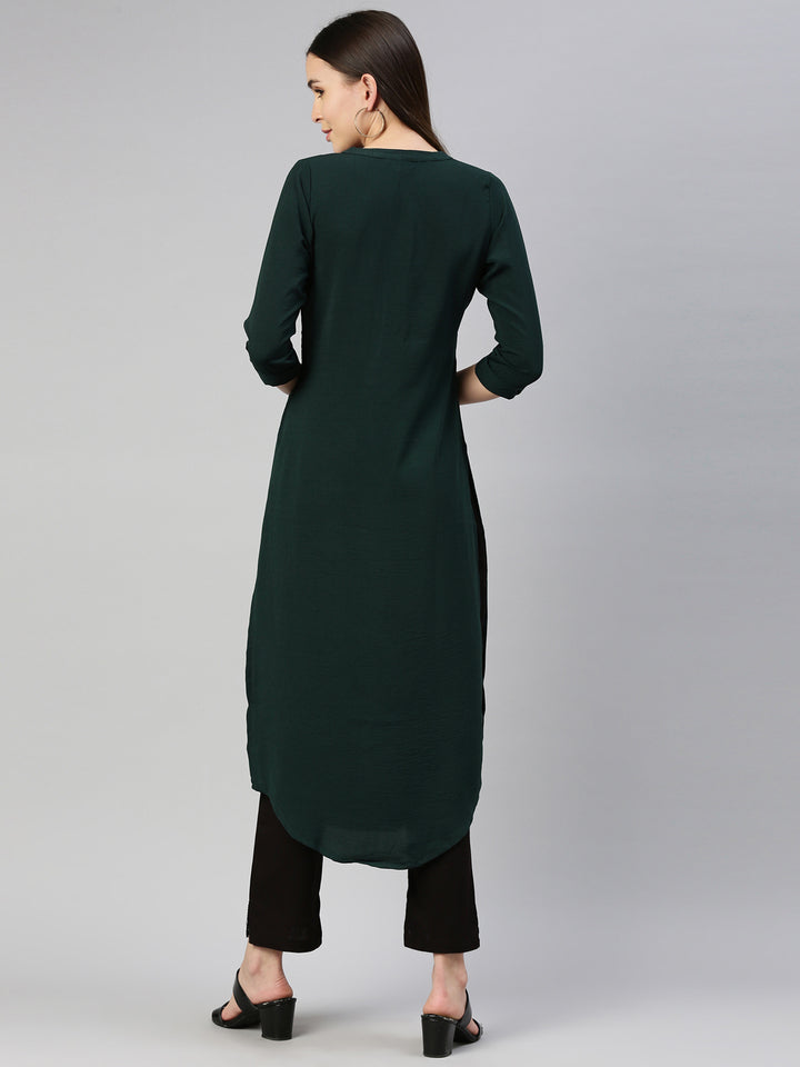 Neerus Women Green Solid Pathani Kurta