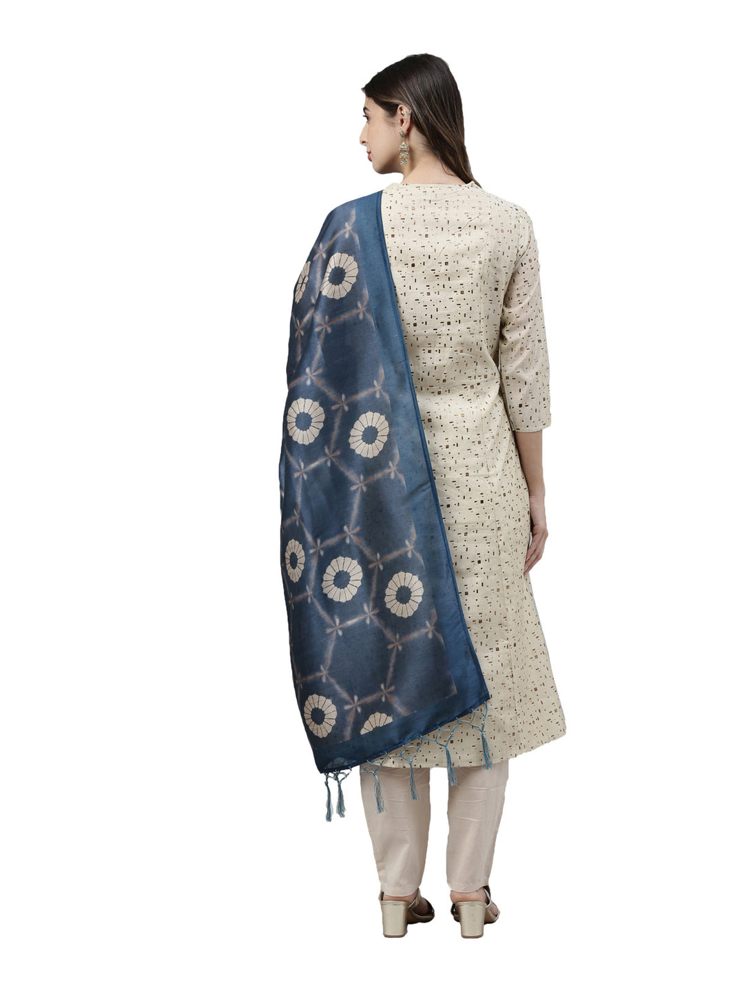 Neerus Women Beige  Maroon Printed Kurta with Trousers  Dupatta