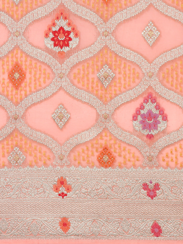 Pink khadi banaras weave saree