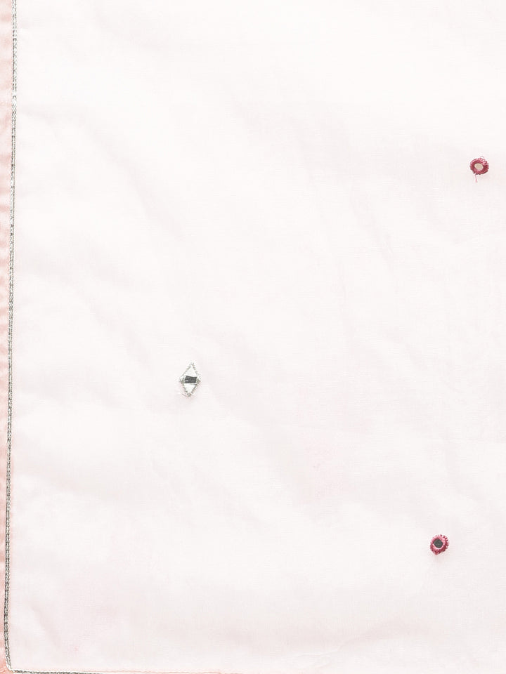 Neerus Pink printed straight sharara set kurta with dupatta - detail view 4