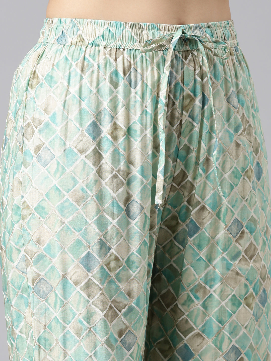 Neerus Green printed sharara set kurta with dupatta - detail view 3
