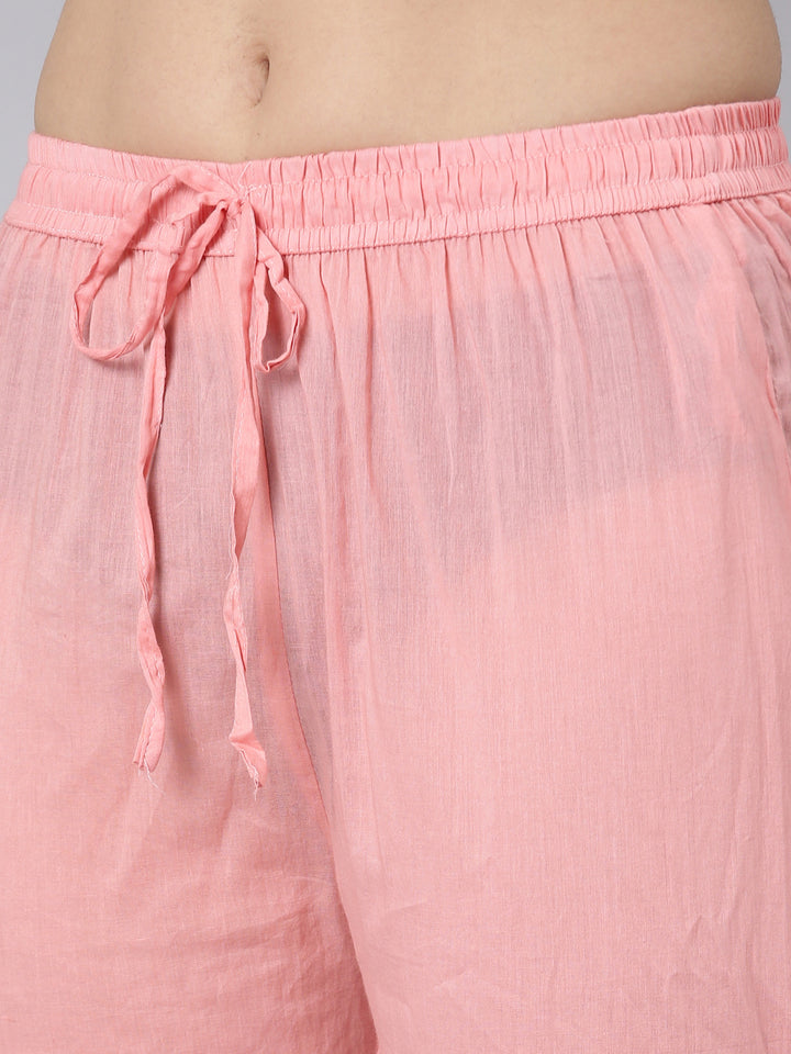 Neerus Pink floral printed straight suit set - detail view 3