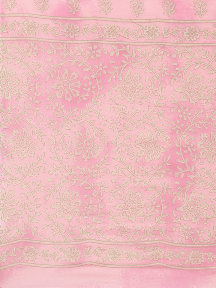 Neerus Pink floral printed straight suit set - detail view 4
