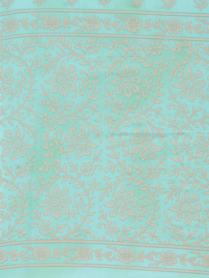 Neerus Green printed floral straight suit set - detail view 4