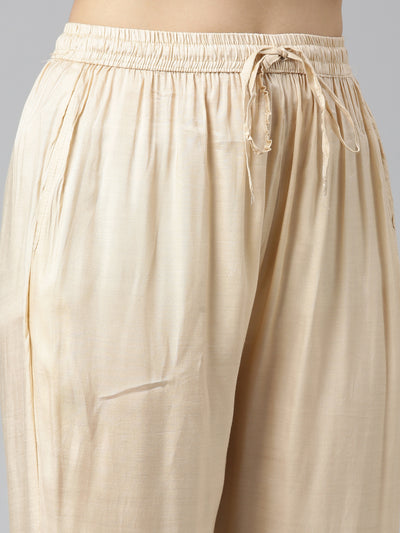 Neeru's Beige Regular Straight Printed Readymade Suits
