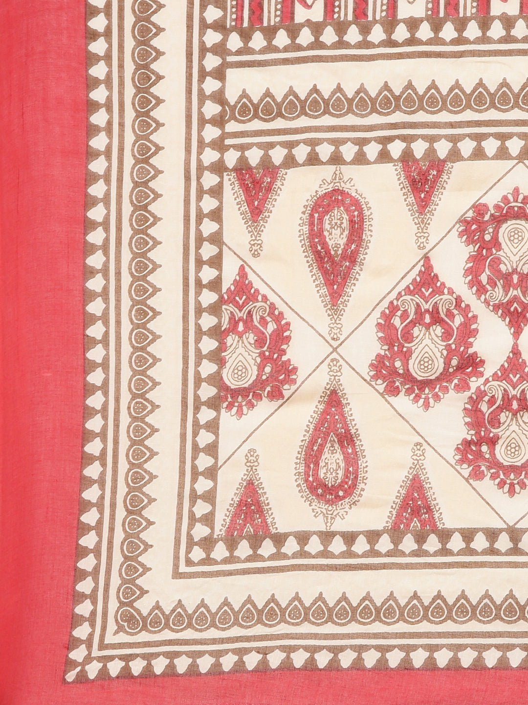 Neerus Red cotton printed kurta set with salwar and dupatta - detail view 4