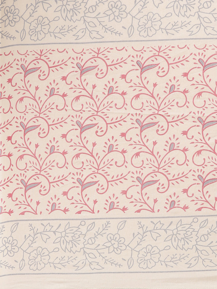 Neerus Beige printed straight kurta set with dupatta - detail view 4