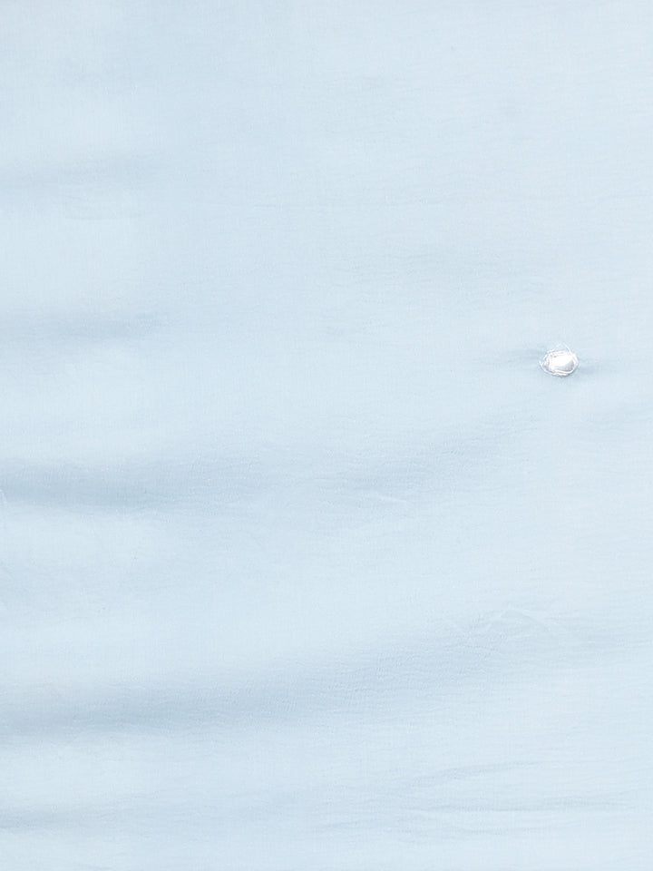 Neerus Blue Regular Straight Floral Kurta And Trousers With Dupatta