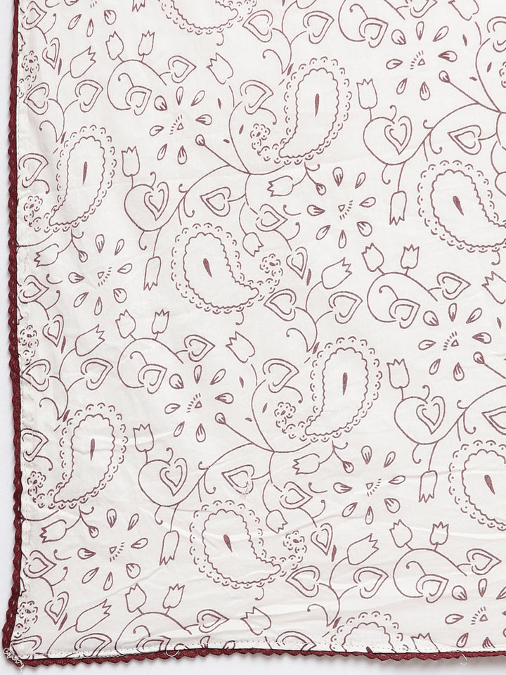 Neerus Off White Regular Straight Paisley Kurta And Salwar With Dupatta