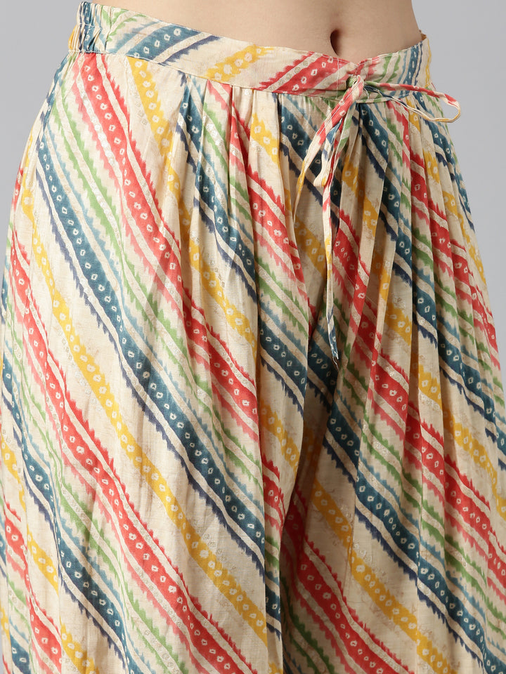 Neerus Beige Regular Straight Printed Readymade Suits