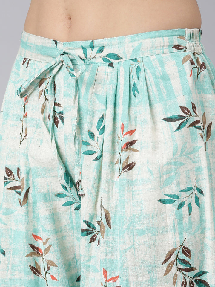 Neerus Green printed floral suit set - detail view 3