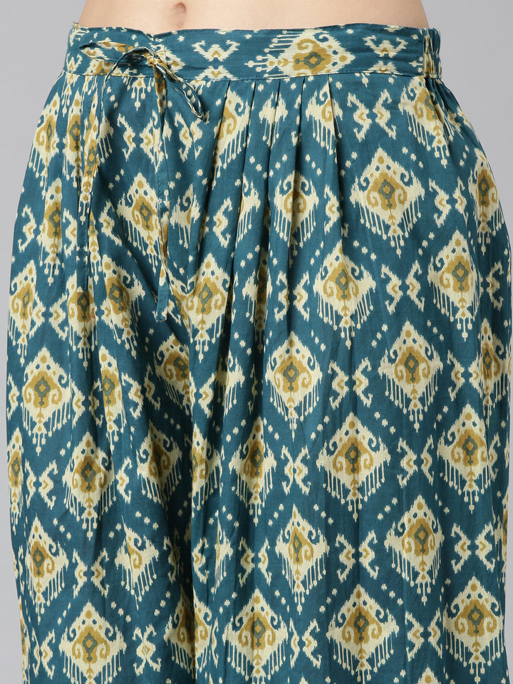 Neerus Green Regular Straight Printed Kurta And Salwar With Dupatta