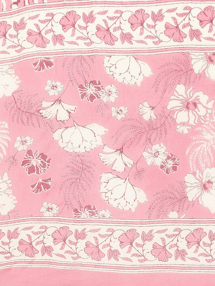 Neerus Pink Regular Straight Floral Kurta Sets And Salwar With Dupatta