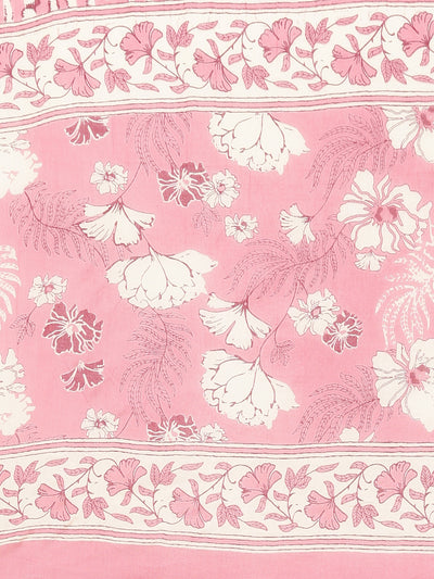 Neerus Pink Regular Straight Floral Kurta Sets And Salwar With Dupatta