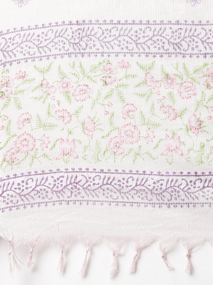 Neerus Pink printed straight kurta set with dupatta - detail view 4