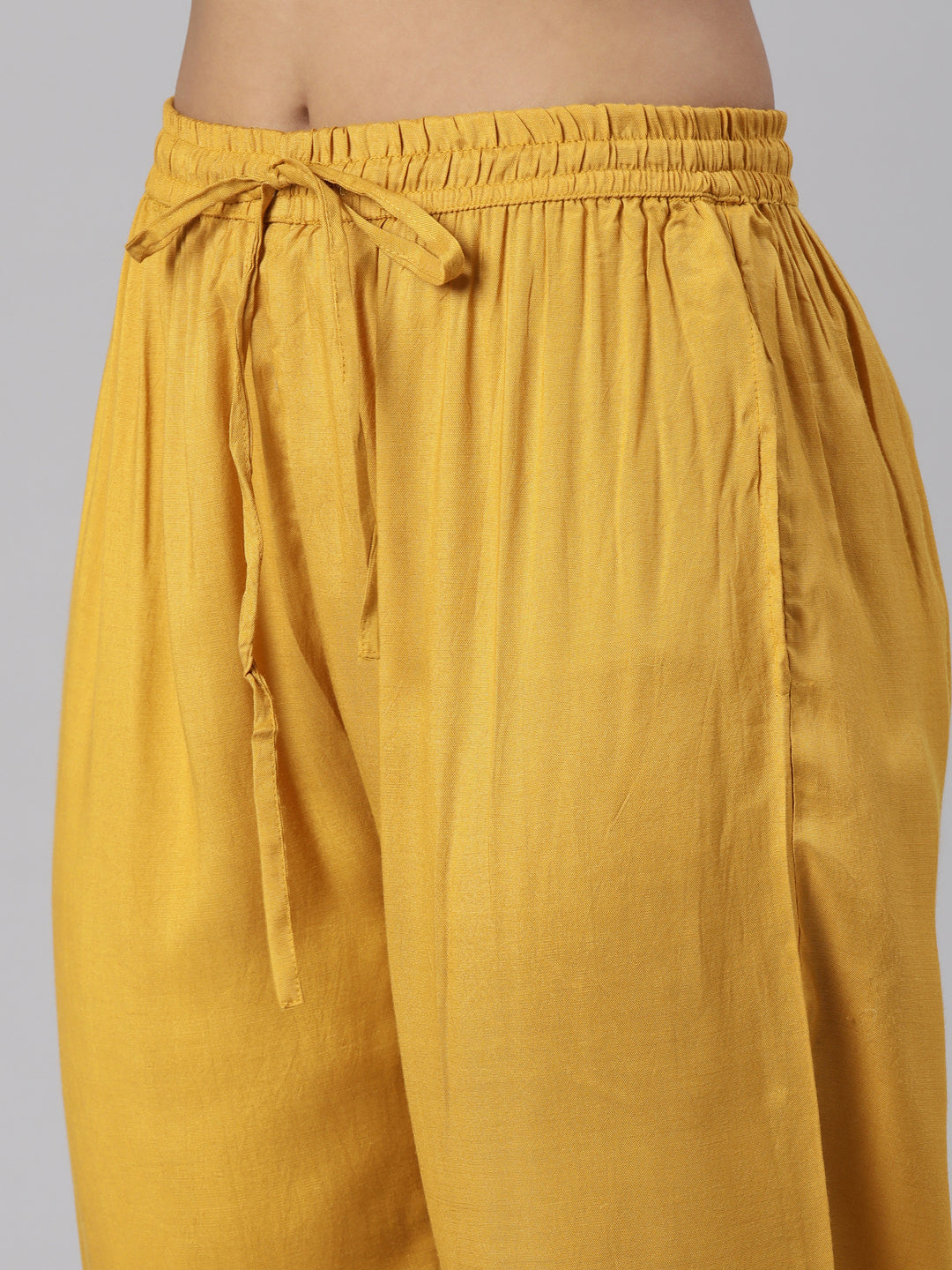 Neerus Yellow chiffon printed suit set - detail view 3