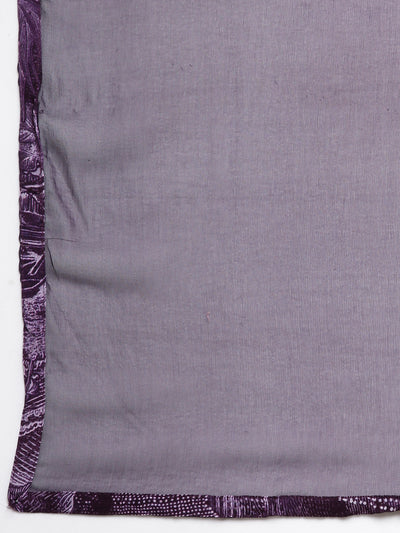 Neerus Purple Regular Straight Tribal Kurta And Trousers With Dupatta
