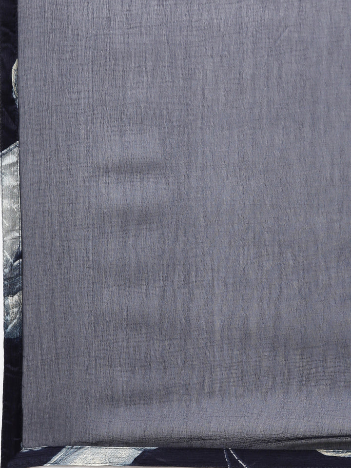 Neerus Blue Rayon Printed Suit Set - detail view 4