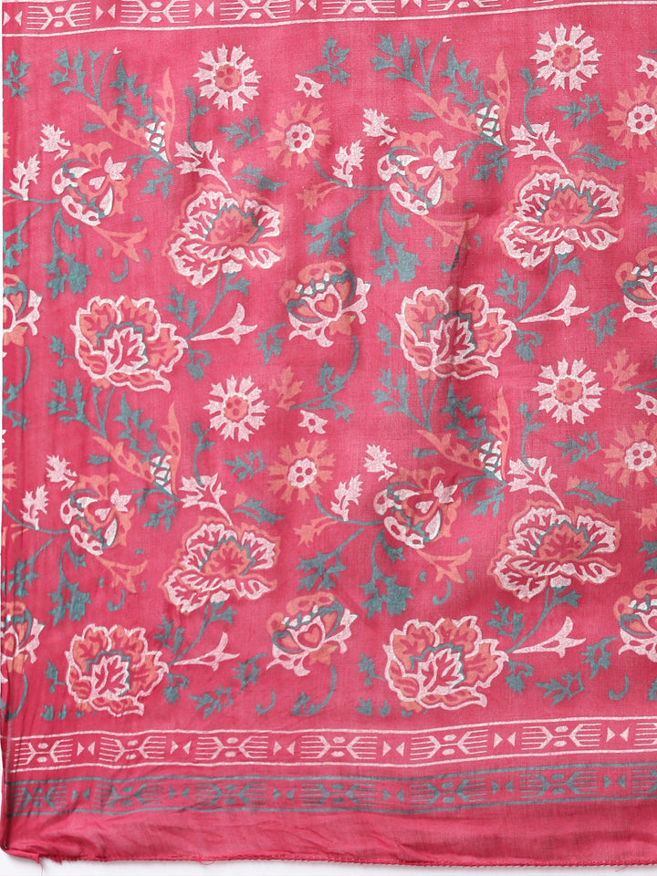 Neerus Red cotton printed suit set - detail view 4