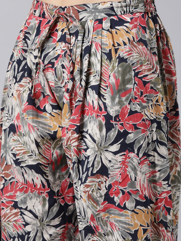 Neerus Blue cotton printed straight suit set - detail view 2