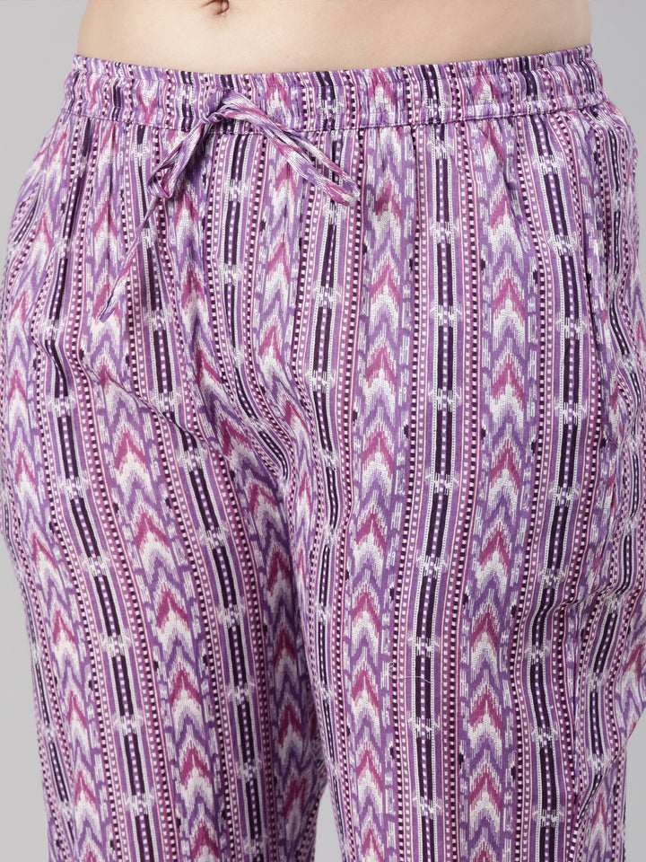 Neerus Lavender Regular Straight Floral Kurta And  Trousers With Dupatta