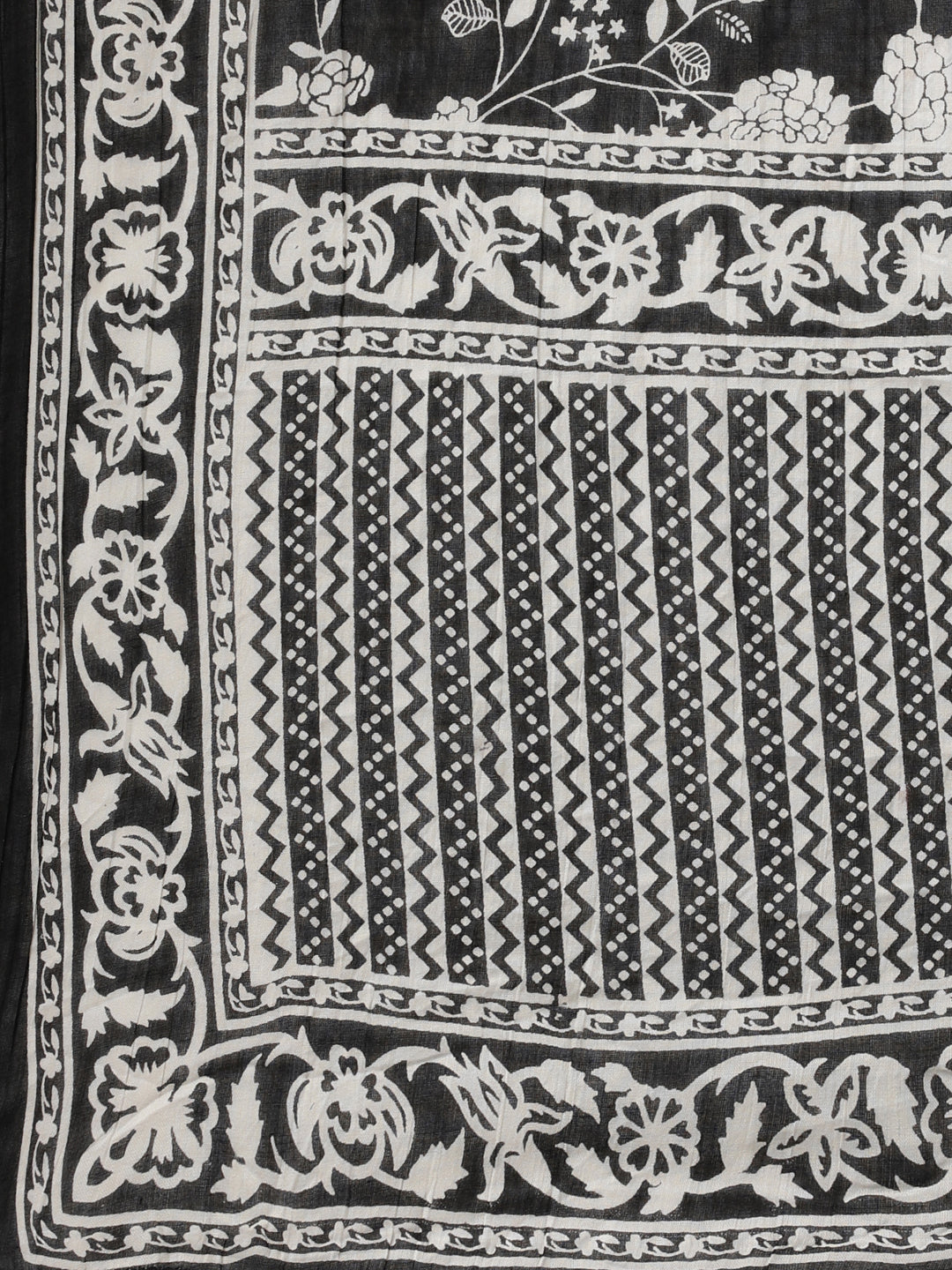 Neerus Black printed straight suit set panelled kurta with dupatta - detail view 5