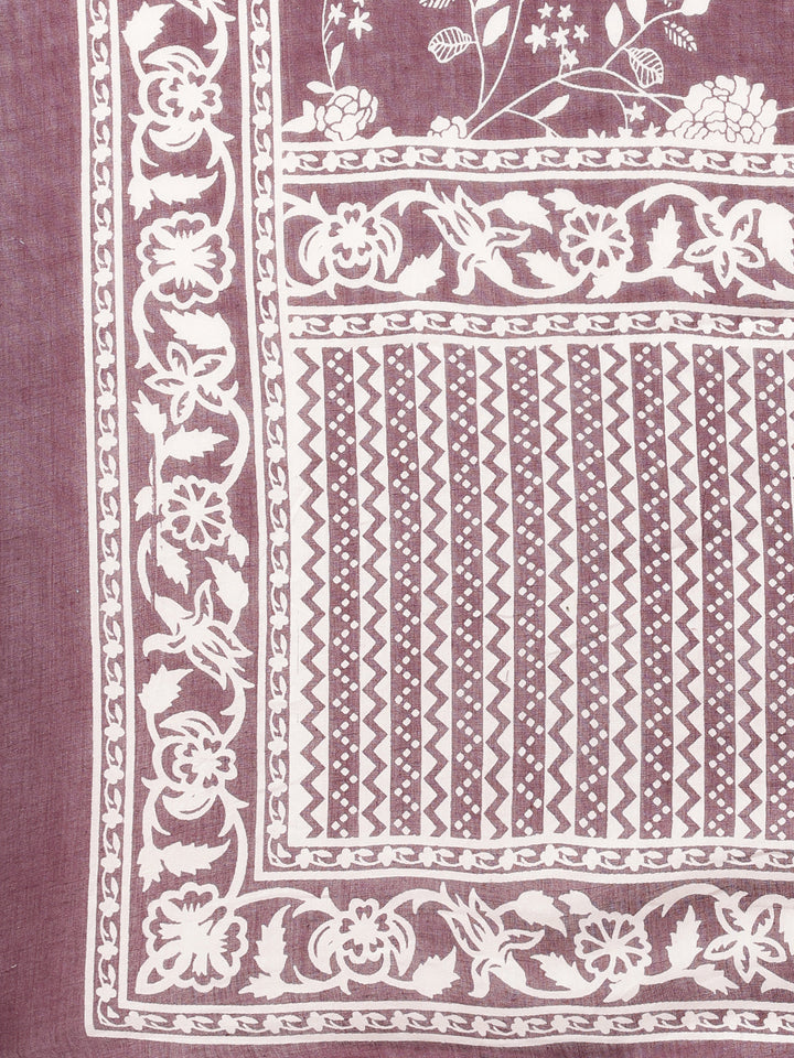 Neerus Purple printed straight suit set - detail view 5