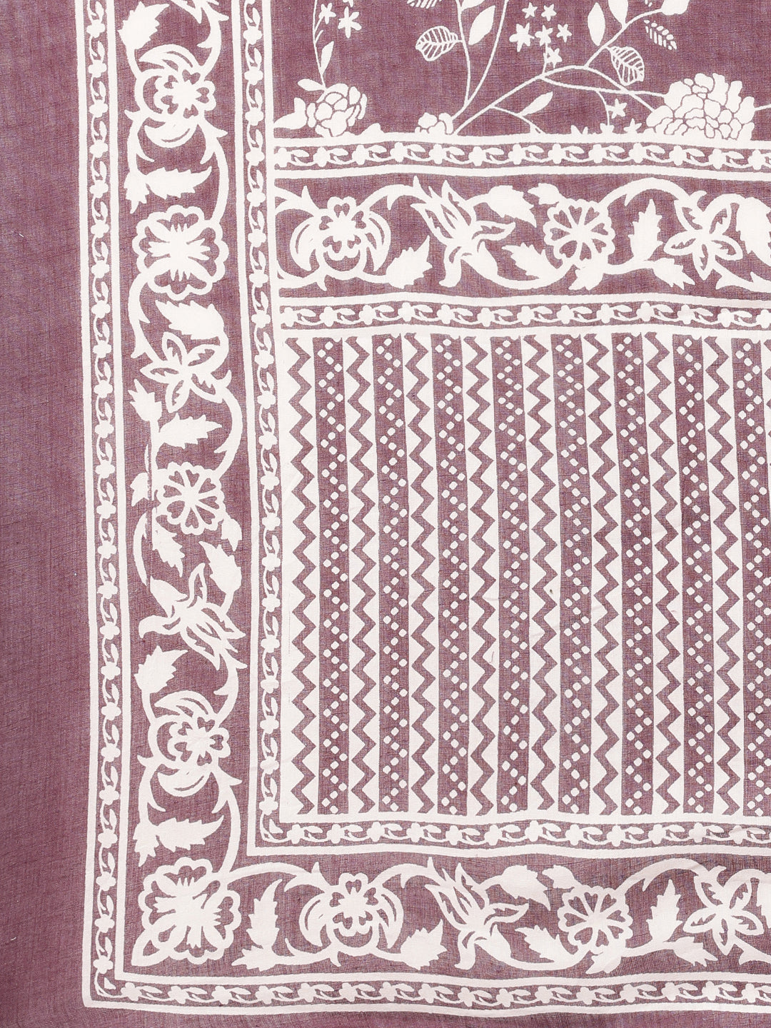 Neerus Purple Panelled Straight Printed Kurta And Trousers With Dupatta