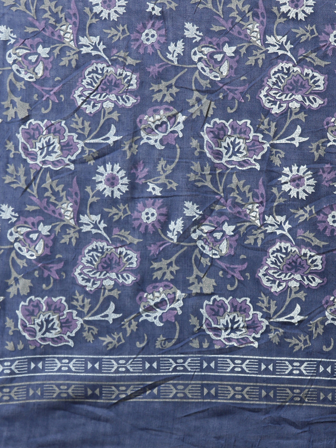 Neerus Blue Printed Floral Straight Suit Set - detail view 4