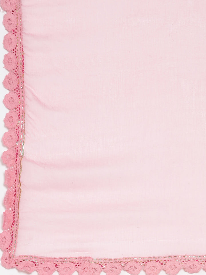 Neerus Pink cotton printed suit set - detail view 4