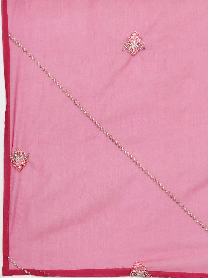 Neerus Magenta Casual  Straight Kurta and Trousers With Dupatta